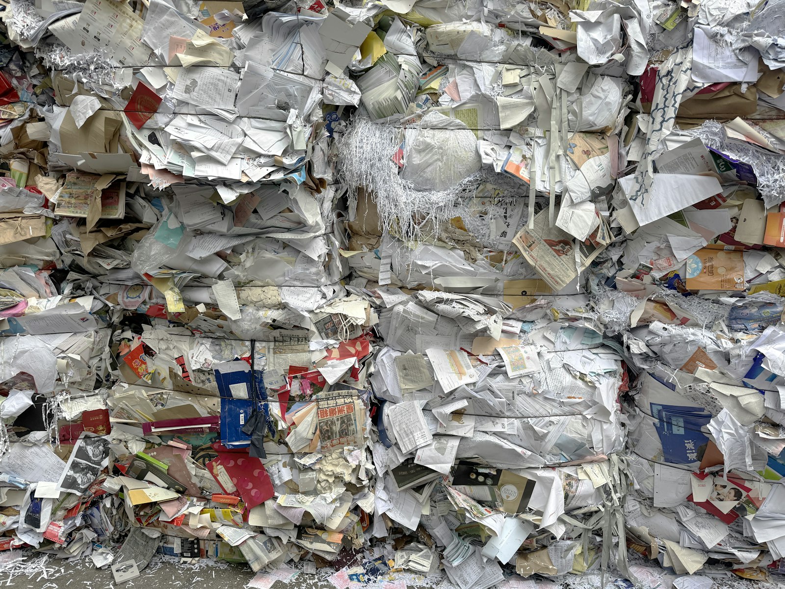 Bales of paper and cardboard